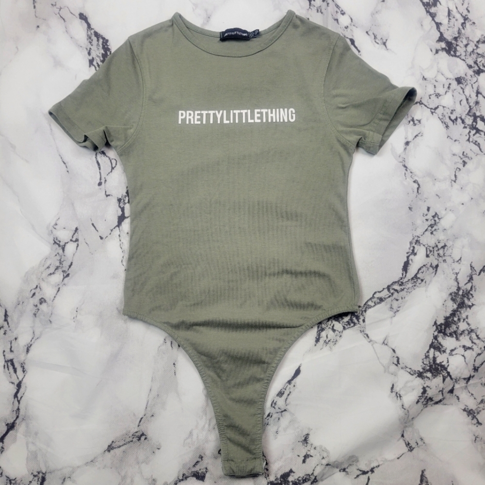 Prettylittlething Olive Sage Green Bodysuit Size 6 top